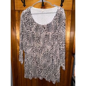 Emmaline Animal Print Top Blouse Lightweight Comfy‎ Layers size 2X
